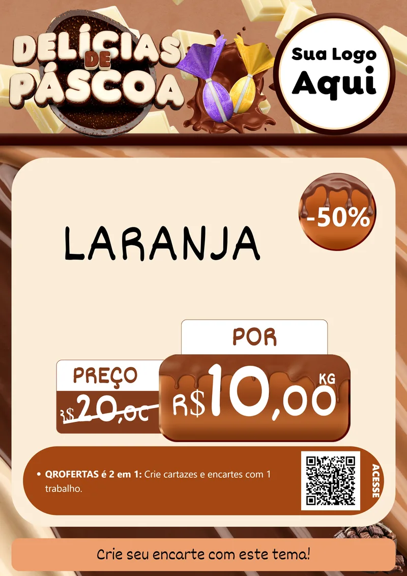Modelo de Cartaz para Cartaz A4 Vertical com o tema Delícias de Páscoa para Hortifrúti