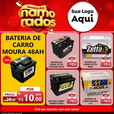 Modelo de Rede Social para Feed Facebook com o tema Semana dos namorados para Baterias Elétricas