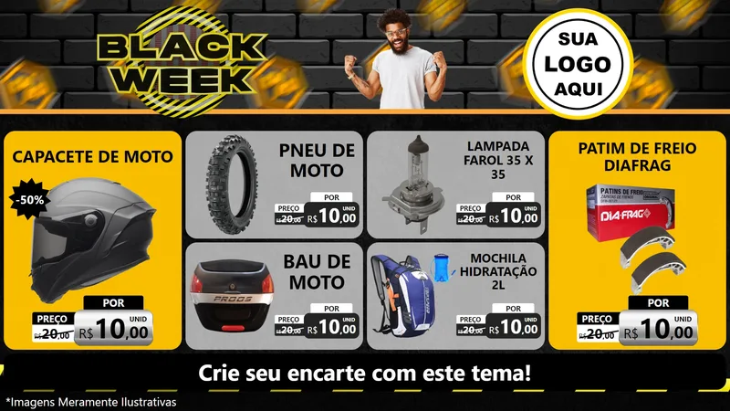 Modelo de TV para TV Horizontal com o tema Black Week para Moto peças