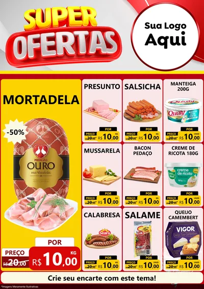 Modelo de Encarte para Encarte A4 Vertical com o tema Super Ofertas para Frios e Laticínios