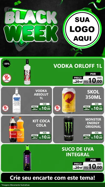 Modelo de TV para TV Vertical com o tema Black Week para Distribuidora de bebidas