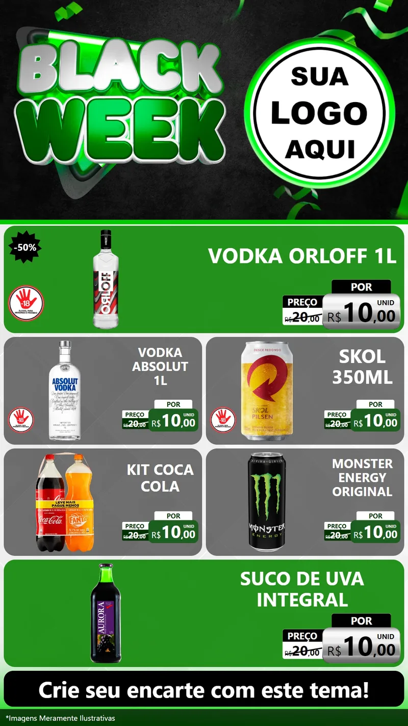 Modelo de TV para TV Vertical com o tema Black Week para Distribuidora de bebidas