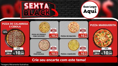 Modelo de TV para TV Horizontal com o tema Sexta Black para Pizzaria