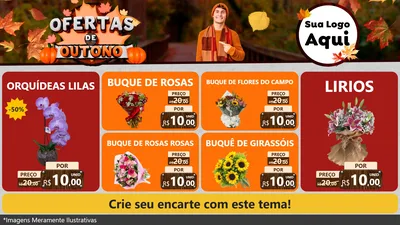 Modelo de TV para TV Horizontal com o tema Ofertas de Outono para Floricultura e jardim