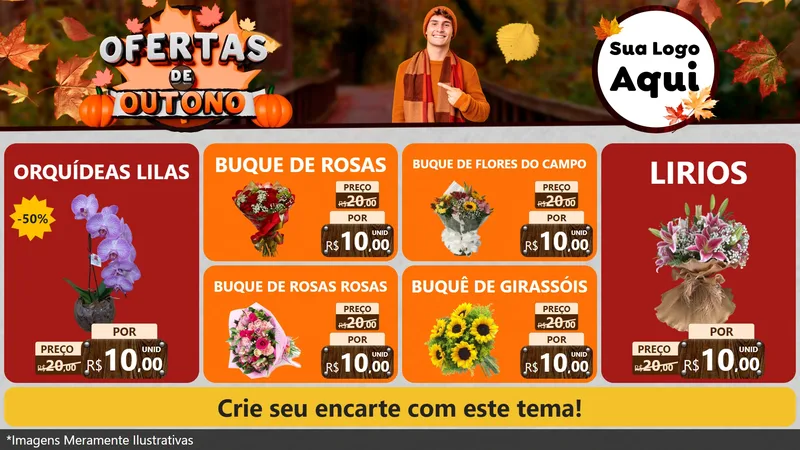 Modelo de TV para TV Horizontal com o tema Ofertas de Outono para Floricultura e jardim