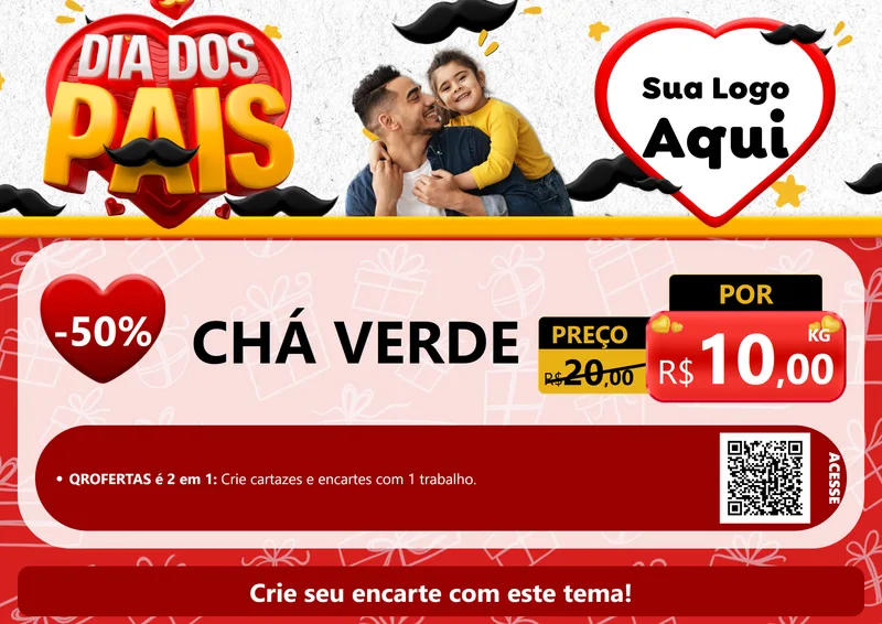 Modelo de Cartaz para Cartaz A4 Horizontal com o tema Dia dos Pais para Produtos Naturais