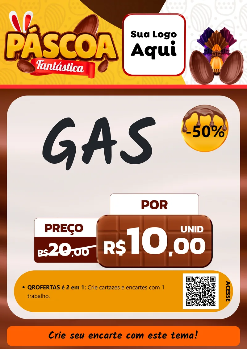 Modelo de Cartaz para Cartaz A4 Vertical com o tema Páscoa Fantástica para Água e gás