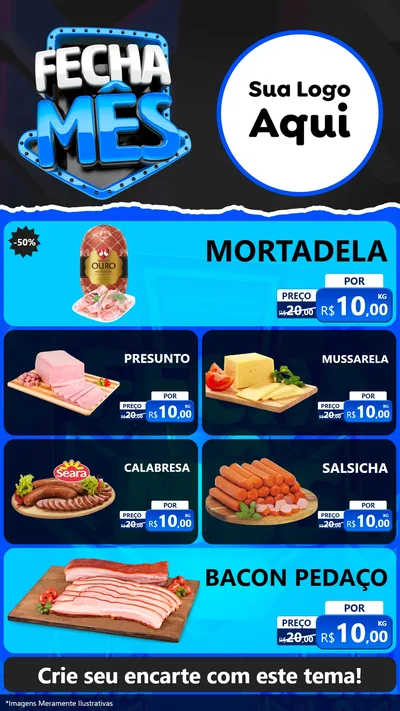 Modelo de TV para TV Vertical com o tema Fecha Mês para Frios e Laticínios