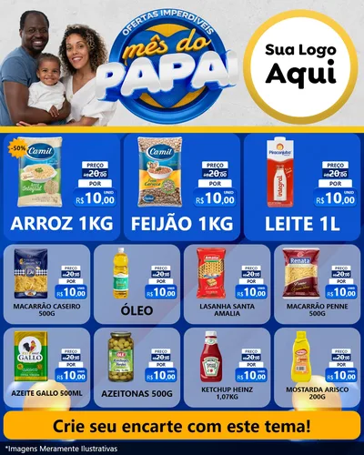 Modelo de Rede Social para Feed Instagram com o tema Ofertas Imperdíveis Mês Do Papai para Supermercado