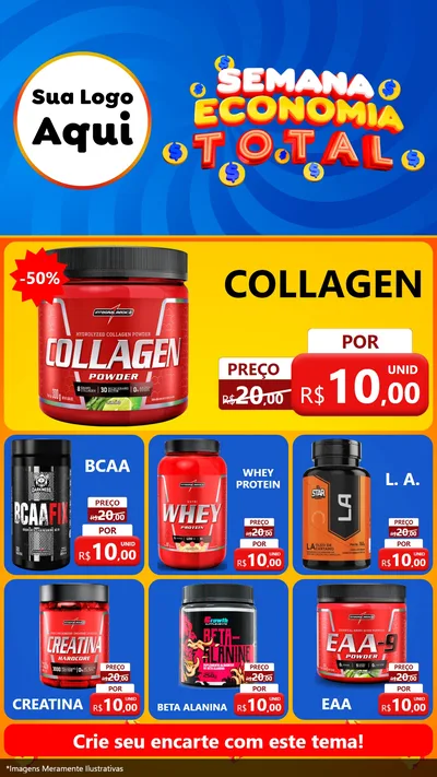 Modelo de Rede Social para Stories com o tema Semana Economia Total para Suplementos alimentares