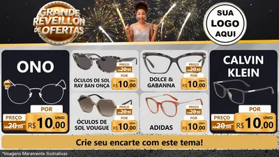 Modelo de TV para TV Horizontal com o tema Grande Réveillon de Ofertas para Óticas