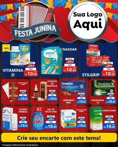 Modelo de Rede Social para Feed Instagram com o tema Festa Junina para Farmácia