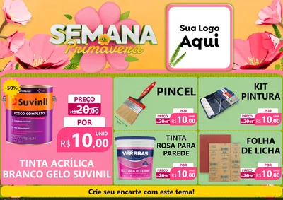 Modelo de Encarte para Encarte A4 Horizontal com o tema Semana da Primavera para Tintas e Ferramentas