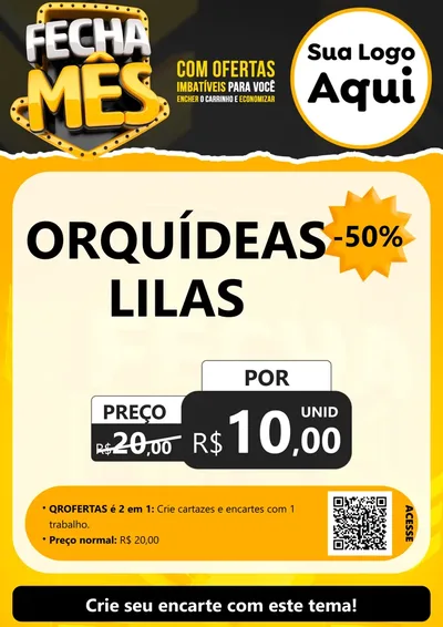 Modelo de Cartaz para Cartaz A4 Vertical com o tema Fecha Mês para Floricultura e jardim
