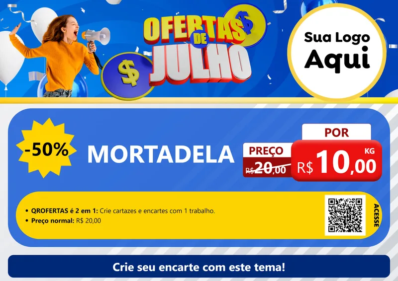 Modelo de Cartaz para Cartaz A4 Horizontal com o tema Ofertas de Julho para Frios e Laticínios