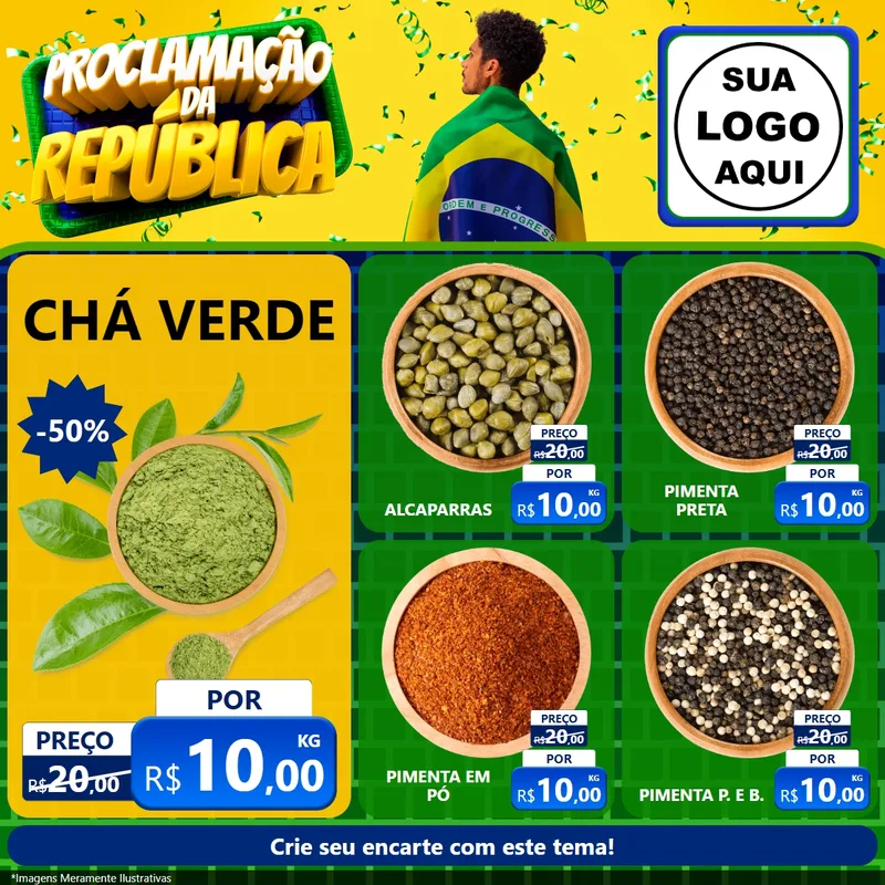 Modelo de Rede Social para Feed Facebook com o tema Proclamação da República para Produtos Naturais