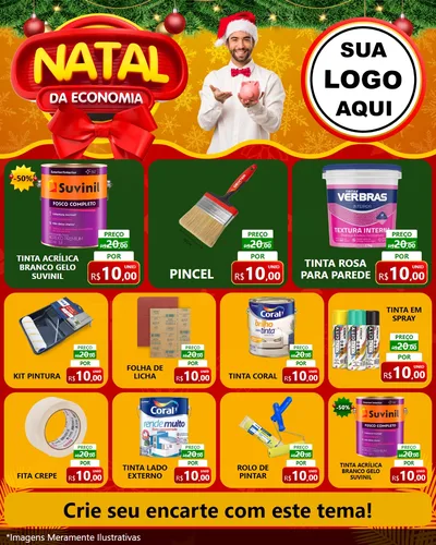 Modelo de Rede Social para Feed Instagram com o tema Natal da Economia para Tintas e Ferramentas