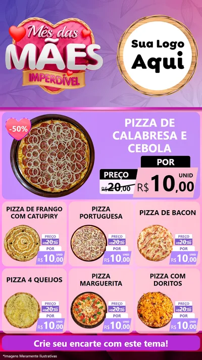 Modelo de Rede Social para Stories com o tema Mês das Mães Imperdível para Pizzaria