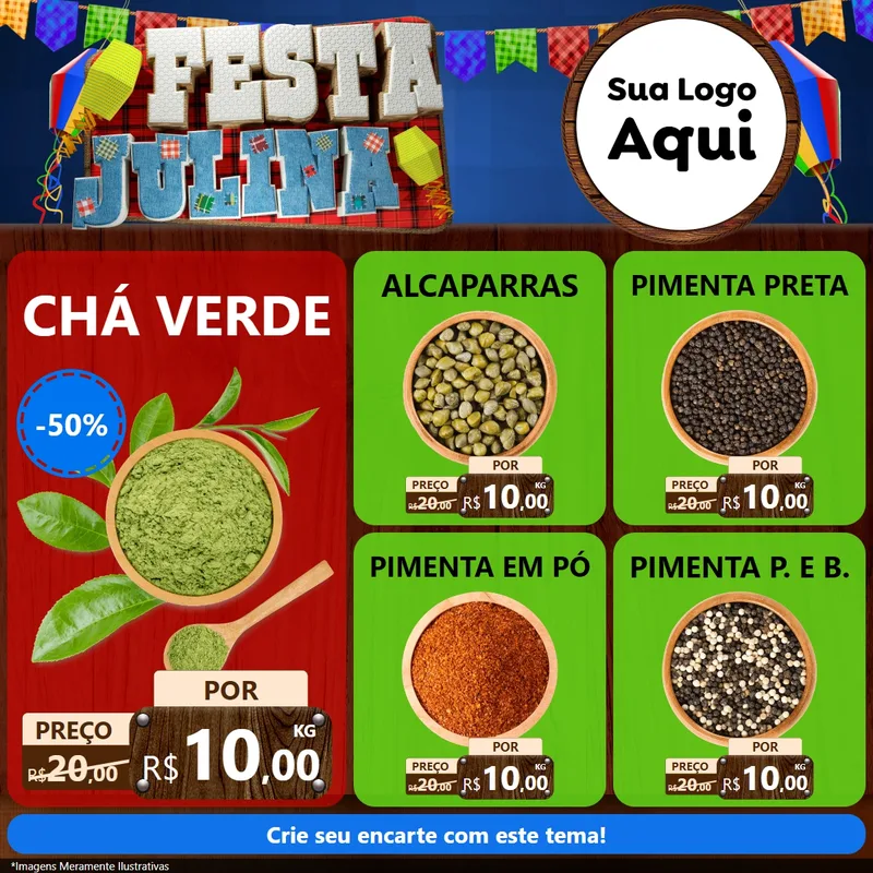 Modelo de Rede Social para Feed Facebook com o tema Festa Julina para Produtos Naturais