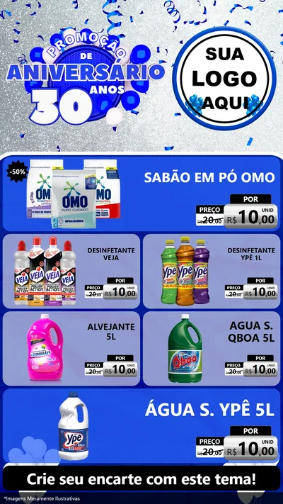 Modelo de TV para TV Vertical com o tema Promoção de Aniversário - 30 Anos para Produtos de Limpeza