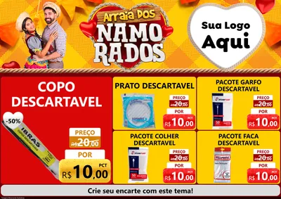 Modelo de Encarte para Encarte A4 Horizontal com o tema Arraiá dos Namorados para Embalagens