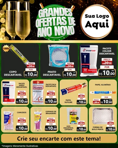 Modelo de Rede Social para Feed Instagram com o tema Grandes Ofertas de Ano Novo para Embalagens