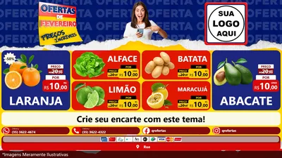 Modelo de TV para TV Horizontal com o tema Ofertas de Fevereiro - Preços Incríveis para Hortifrúti