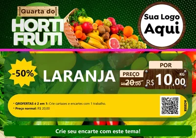 Modelo de Cartaz para Cartaz A4 Horizontal com o tema Quarta do Hortifrúti para Hortifrúti