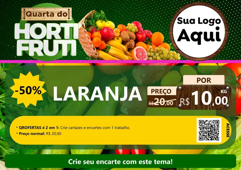 Modelo de Cartaz para Cartaz A4 Horizontal com o tema Quarta do Hortifrúti para Hortifrúti