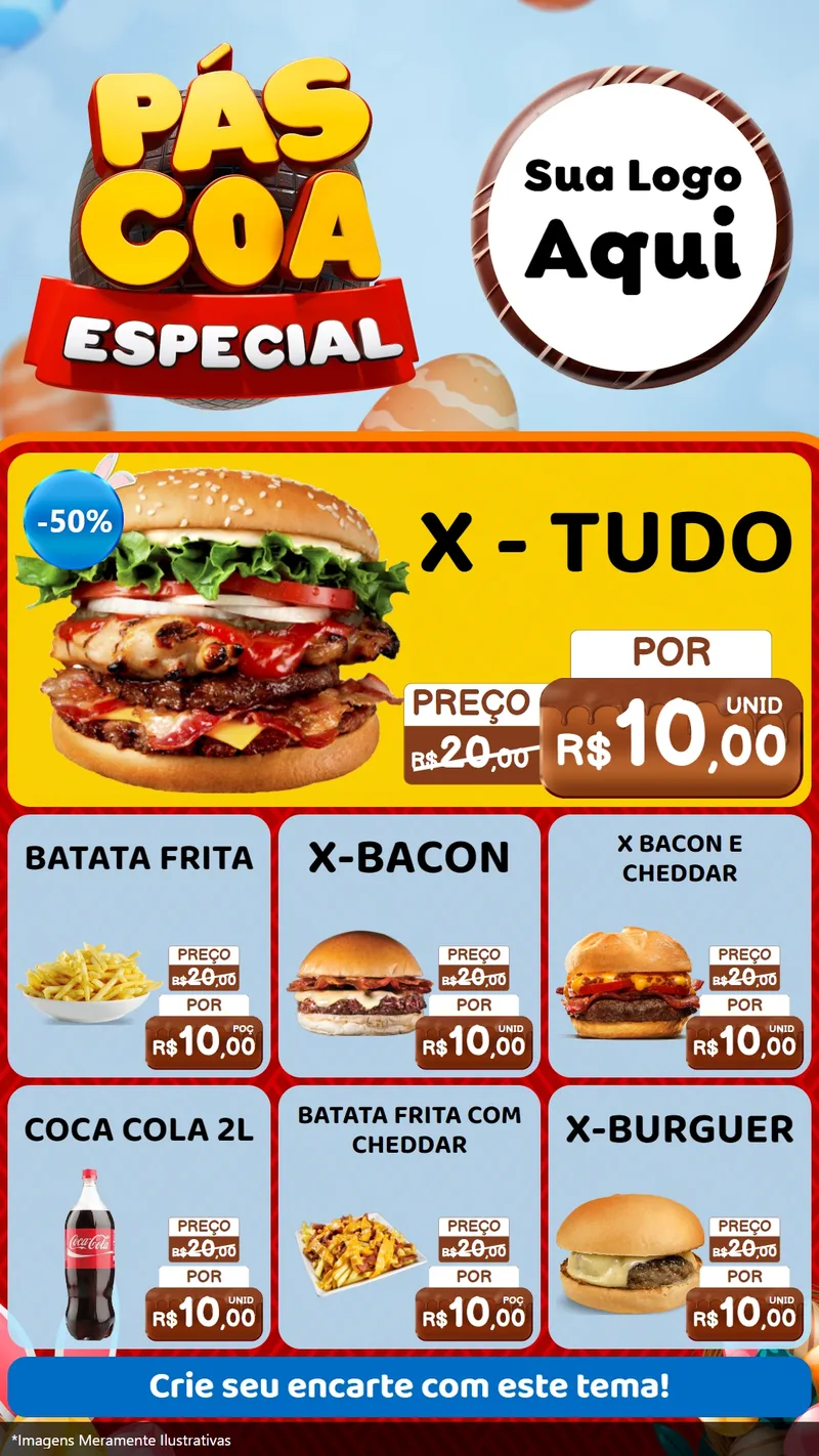 Modelo de Rede Social para Stories com o tema Páscoa Especial para Hamburgueria