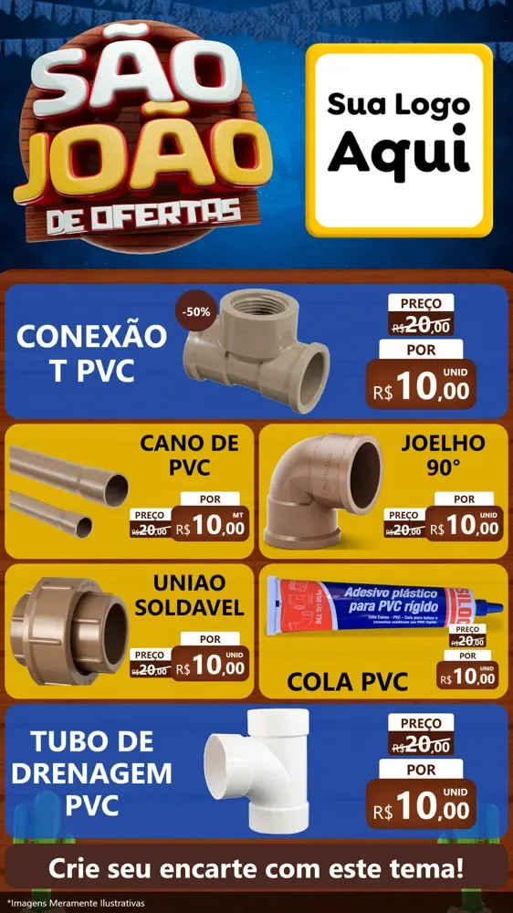 Modelo de TV para TV Vertical com o tema São João Ofertas Imbatíveis! - Junina para Tubos e conexões