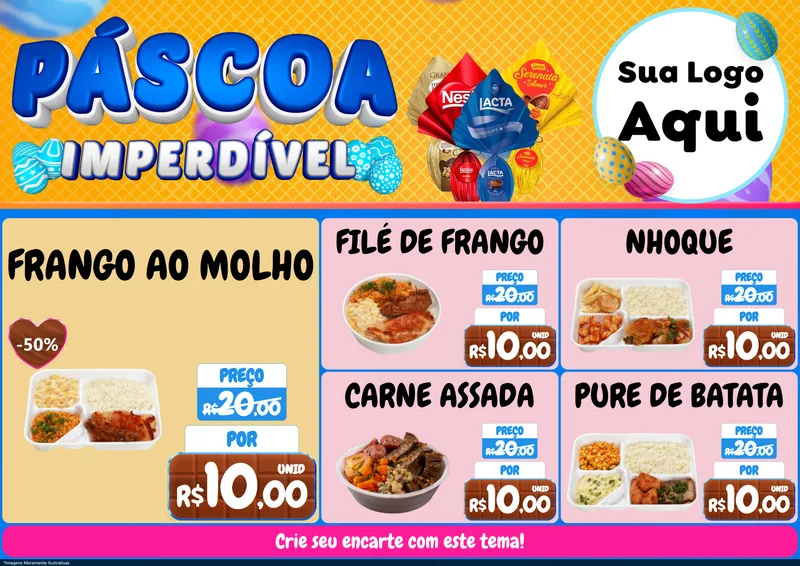 Modelo de Encarte para Encarte A4 Horizontal com o tema Páscoa Imperdível para Restaurante