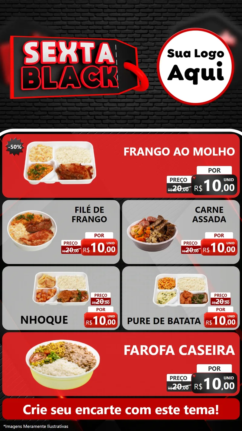 Modelo de TV para TV Vertical com o tema Sexta Black para Restaurante