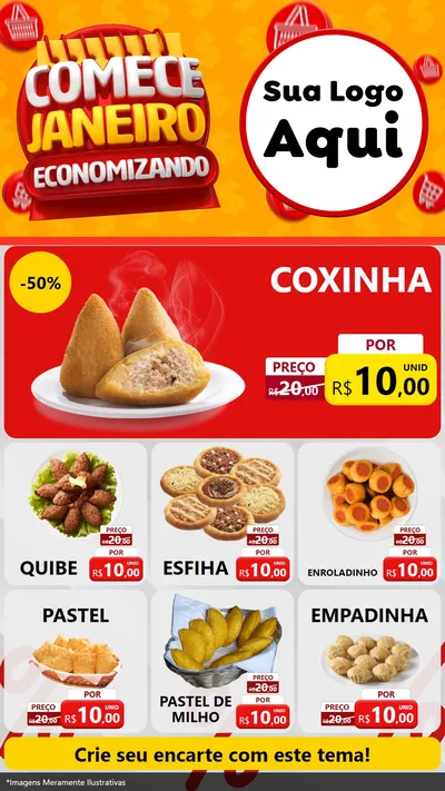 Modelo de Rede Social para Stories com o tema Comece Janeiro Economizando para Salgadaria