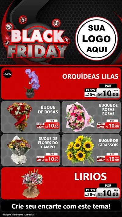 Modelo de TV para TV Vertical com o tema Black Friday para Floricultura e jardim