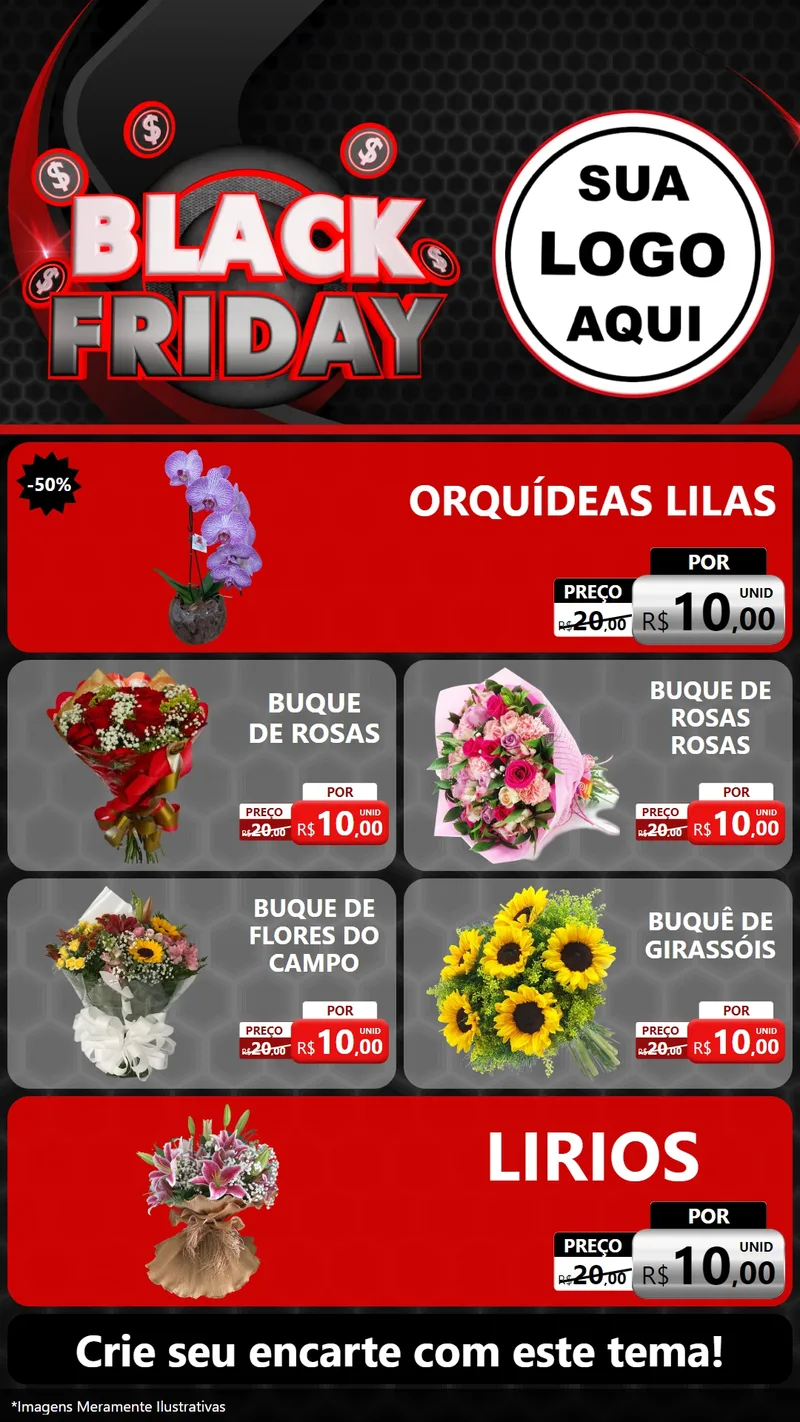 Modelo de TV para TV Vertical com o tema Black Friday para Floricultura e jardim
