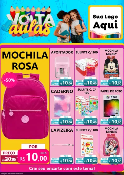 Modelo de Encarte para Encarte A4 Vertical com o tema Volta às Aulas para Papelaria