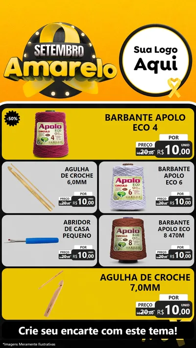 Modelo de TV para TV Vertical com o tema Setembro Amarelo para Armarinho e Aviamentos