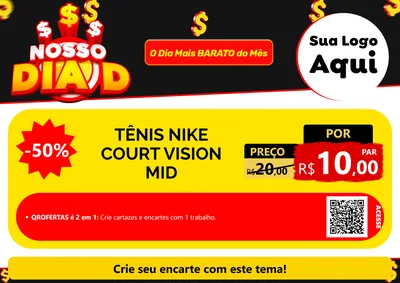 Modelo de Cartaz para Cartaz A4 Horizontal com o tema Nosso Dia D para Calçados