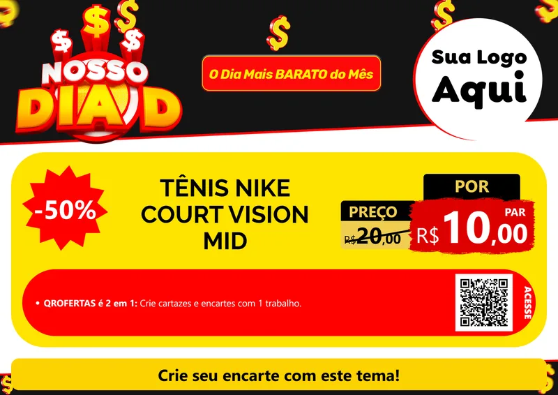 Modelo de Cartaz para Cartaz A4 Horizontal com o tema Nosso Dia D para Calçados