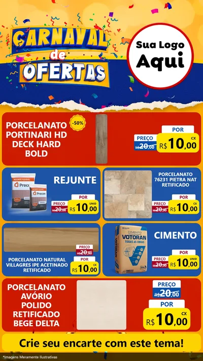 Modelo de TV para TV Vertical com o tema Carnaval de Ofertas para Pisos e revestimentos