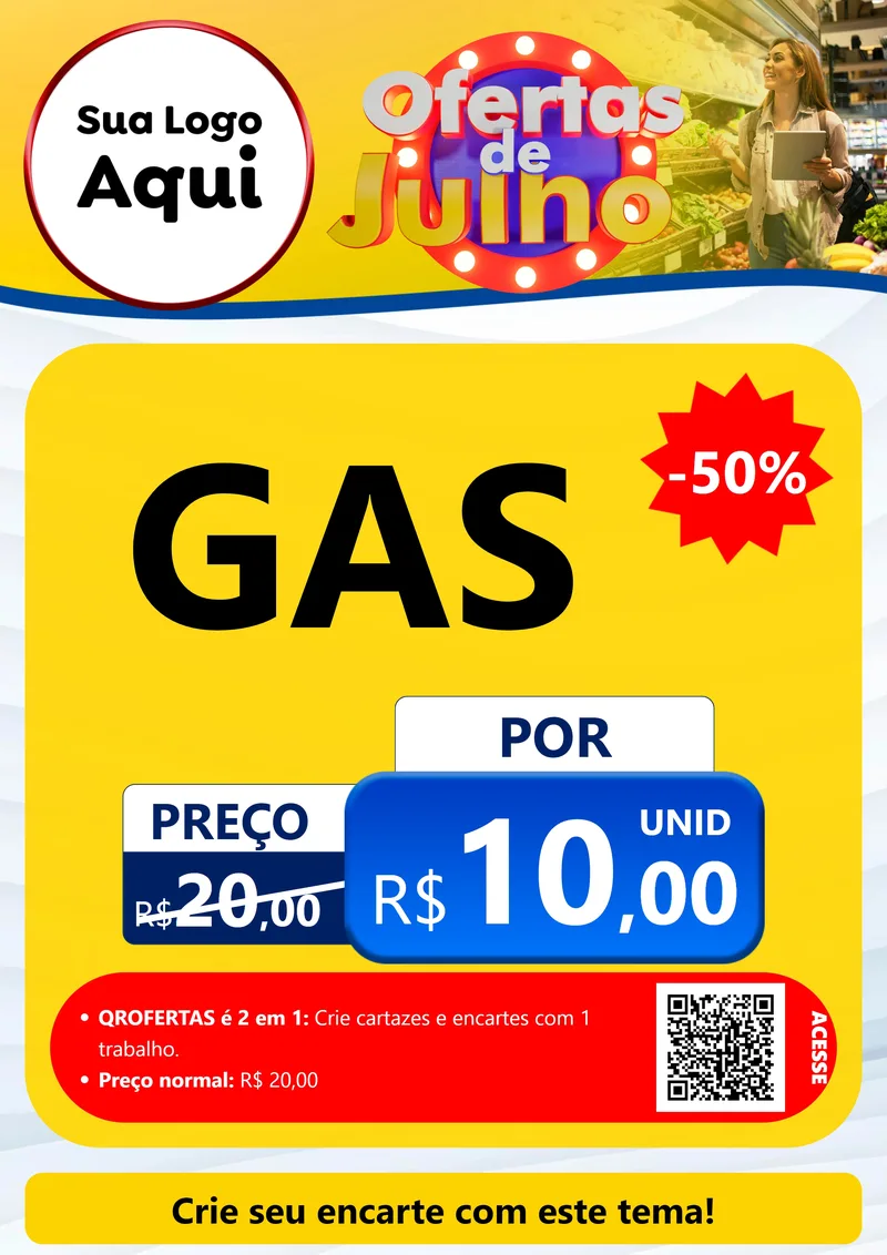 Modelo de Cartaz para Cartaz A4 Vertical com o tema Ofertas de Julho para Água e gás