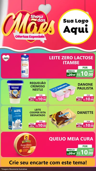 Modelo de TV para TV Vertical com o tema Show das Mães - Ofertas Especiais para Frios e Laticínios