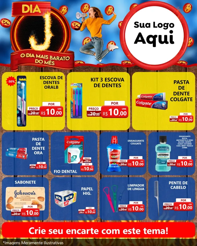 Modelo de Rede Social para Feed Instagram com o tema Dia J - O Dia Mais Barato Do Mês para Higiene Pessoal