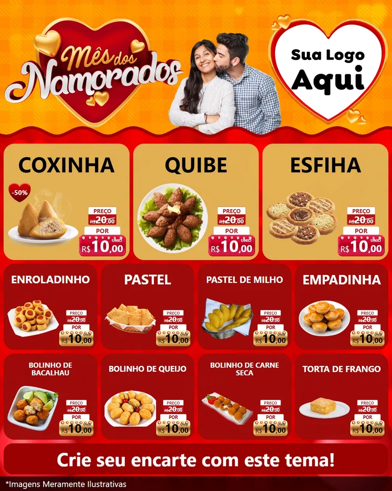 Modelo de Rede Social para Feed Instagram com o tema Mês dos Namorados para Salgadaria