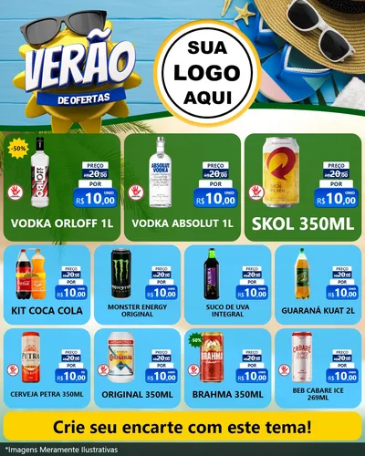 Modelo de Rede Social para Feed Instagram com o tema Verão de Ofertas para Distribuidora de bebidas
