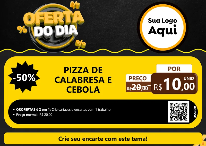 Modelo de Cartaz para Cartaz A4 Horizontal com o tema Oferta Do Dia para Pizzaria
