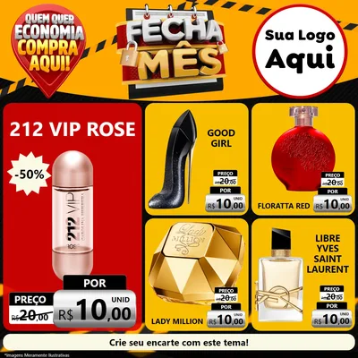 Modelo de Rede Social para Feed Facebook com o tema Fecha Mês para Perfumes