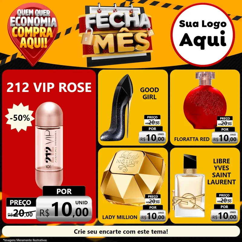 Modelo de Rede Social para Feed Facebook com o tema Fecha Mês para Perfumes