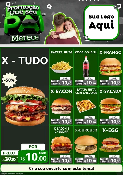 Modelo de Encarte para Encarte A4 Vertical com o tema Promoção Que seu Pai Merece para Hamburgueria